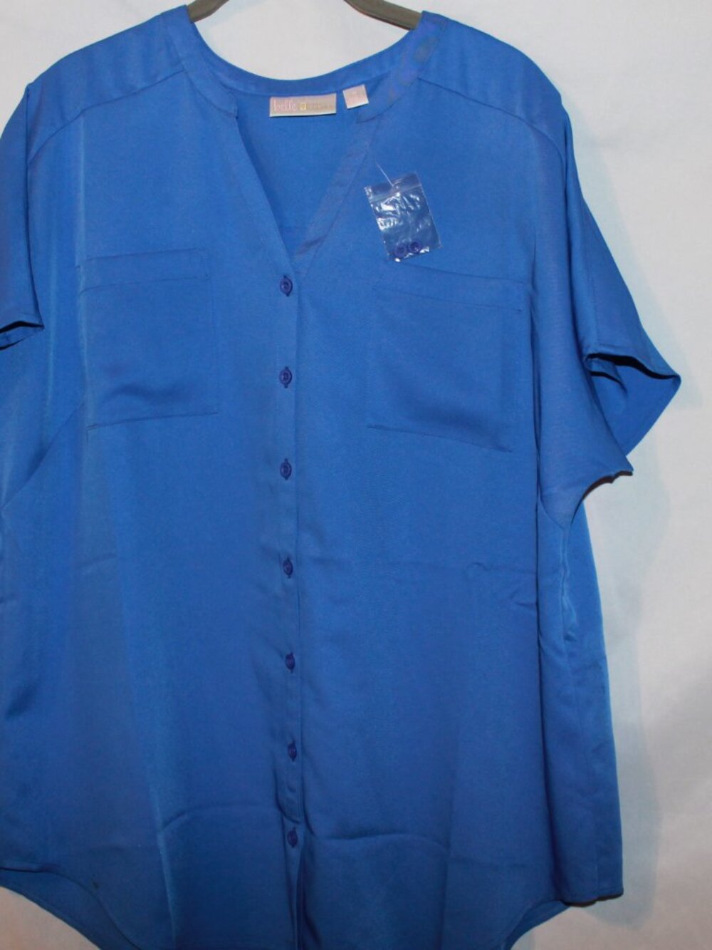Belle by Kim Gravel Slouchy Stretch Button Front Camp Shirt